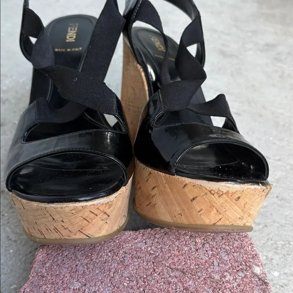 Fendi Cork Wedge Platforms
